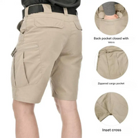 Men's outdoor shorts with 6 zip pockets - FlexTrek cargo shorts-Light brown-S-State of Style