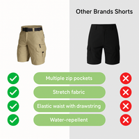 Men's outdoor shorts with 6 zip pockets - FlexTrek cargo shorts-Light brown-S-State of Style