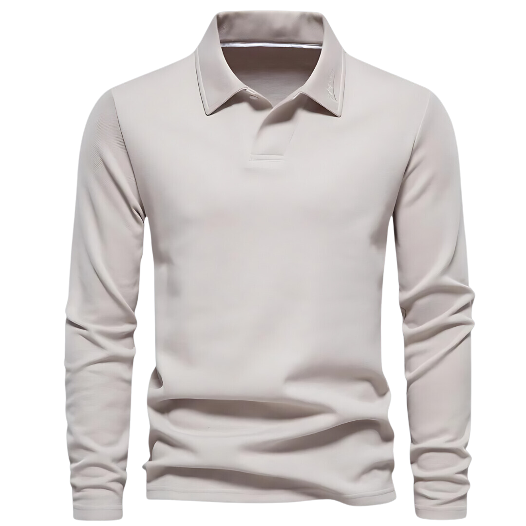 Men's Polo Long Sleeves - Vince-Beige-S-State of Style