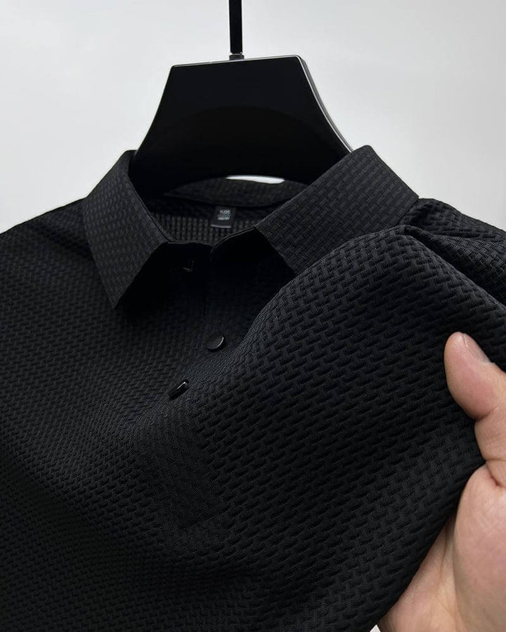 Men's Polo Shirt in Breathable Mesh - Matteo-Black-M-State of Style