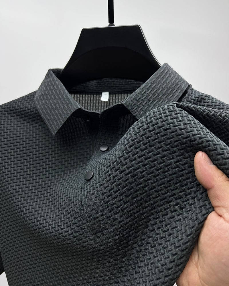 Men's Polo Shirt in Breathable Mesh - Matteo-Gray-M-State of Style