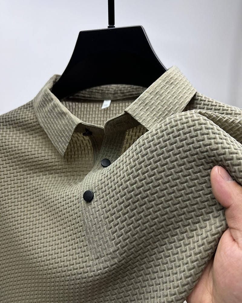 Men's Polo Shirt in Breathable Mesh - Matteo-Khaki-M-State of Style