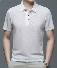 Men's Polo Shirt in Breathable Mesh - Matteo-White-M-State of Style
