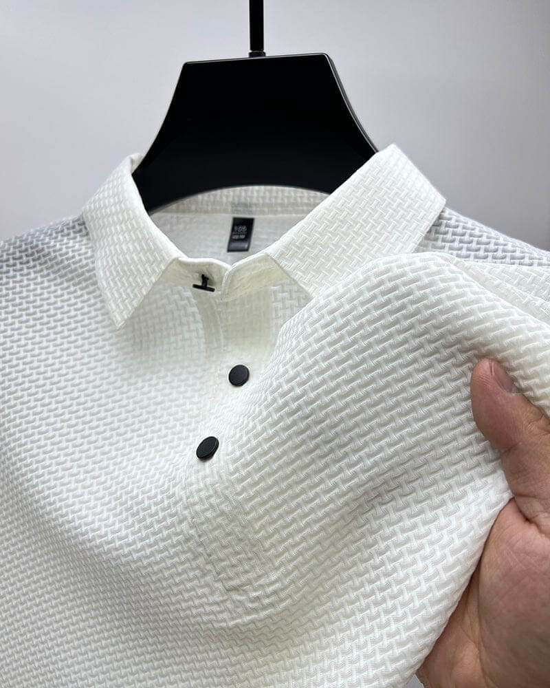 Men's Polo Shirt in Breathable Mesh - Matteo-White-M-State of Style