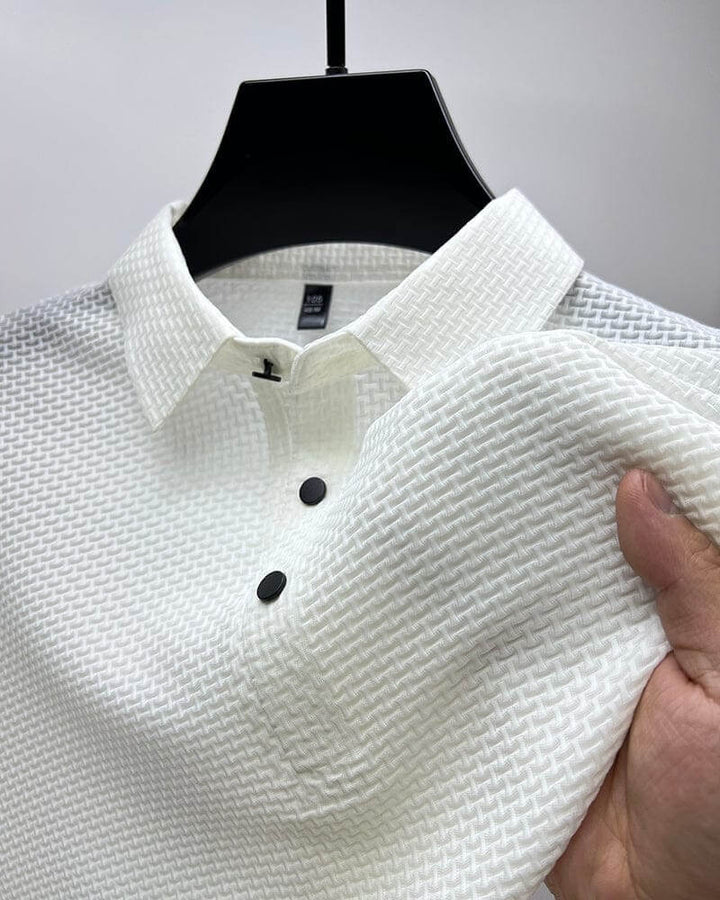 Men's Polo Shirt in Breathable Mesh - Matteo-White-M-State of Style