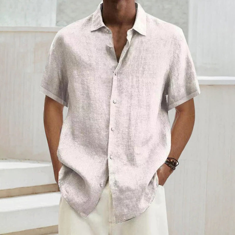 Men's polo shirt made of cotton-linen – Noah-White-S-State of Style