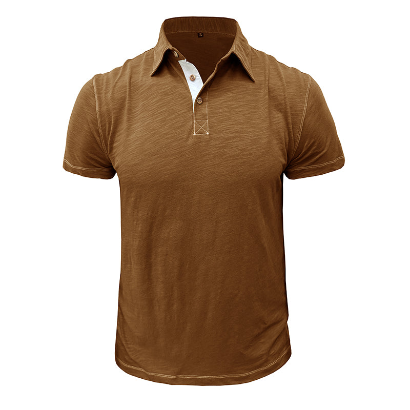 Men's Polo Shirt made of Soft Cotton – Matteo-Brown-S-State of Style