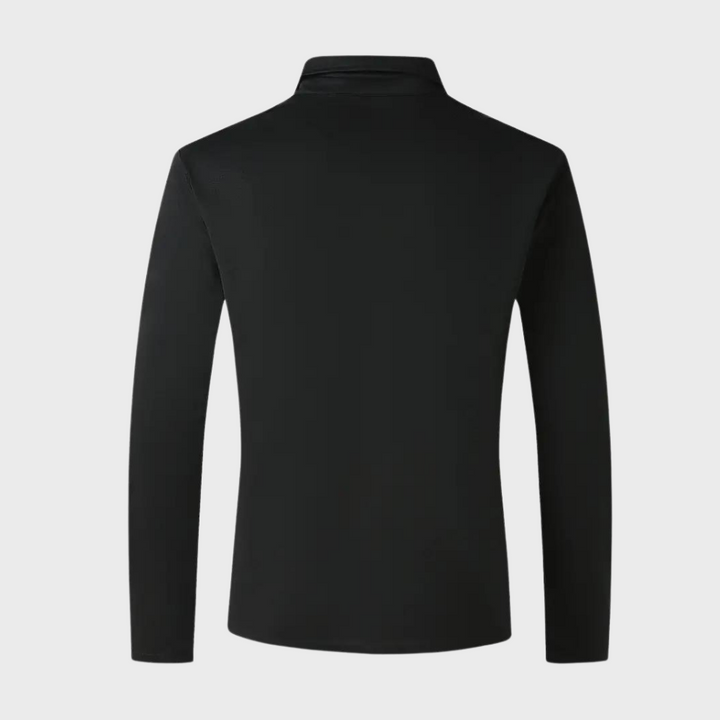 Men's Polo Shirt with Long Sleeves - Oliver-Black-S-State of Style