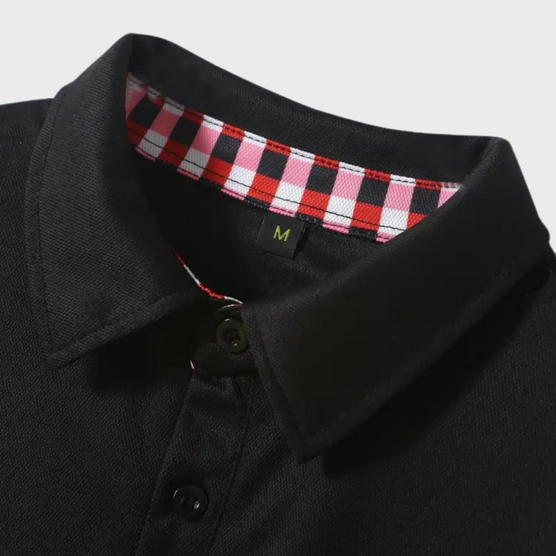 Men's Polo Shirt with Long Sleeves - Oliver-Black-S-State of Style