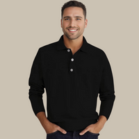 Men's Polo Sweater with Long Sleeves - GentCraft-Black-S-State of Style