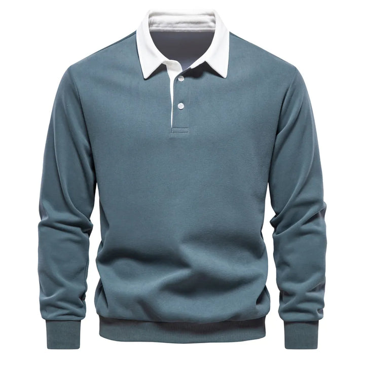 Men's Polo Sweater with Long Sleeves - Rafael-Green-S-State of Style