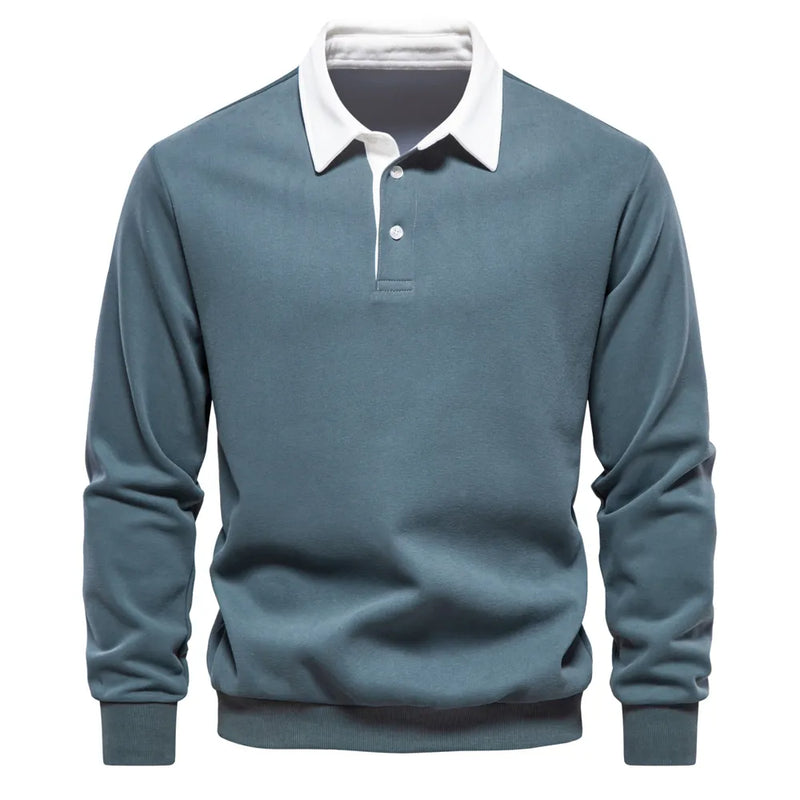 Men's Polo Sweater with Long Sleeves - Rafael-Green-S-State of Style