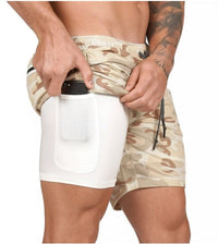 Men's Running Shorts with Double Layer – Milan-Camouflage white / White-M (50-65kg)-State of Style