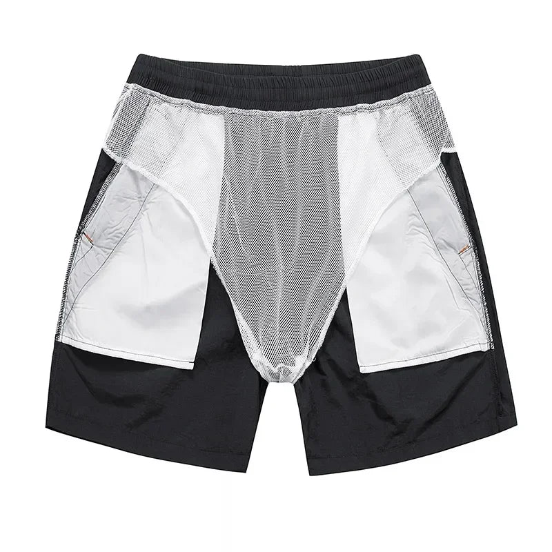 Men's Running Shorts with Mesh Inner Lining and Zip Pockets – Nikoas-Dark blue-S-State of Style