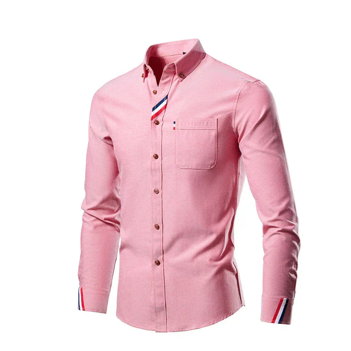 Men's Shirt with Long Sleeves - Liam-Pink-S-State of Style