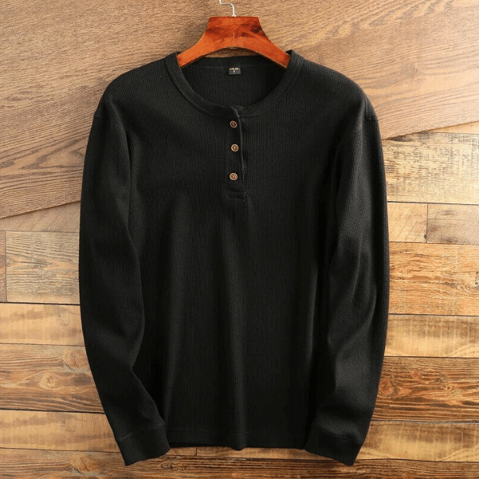 Men's Shirt with Waffle Structure - Mason-Black-S-State of Style