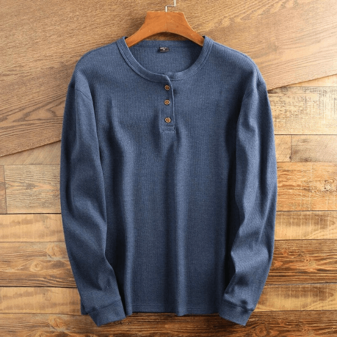 Men's Shirt with Waffle Structure - Mason-Dark blue-S-State of Style