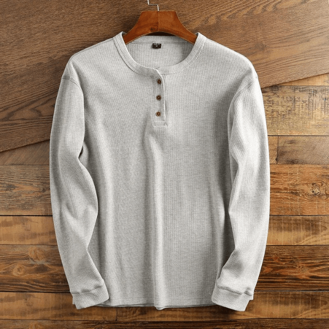 Men's Shirt with Waffle Structure - Mason-Light grey-S-State of Style