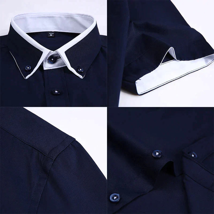 Men's Short Sleeve Shirt - Victor-Dark blue-M-State of Style