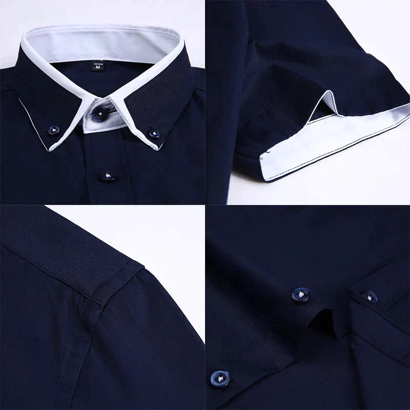 Men's Short Sleeve Shirt - Victor-Dark blue-M-State of Style
