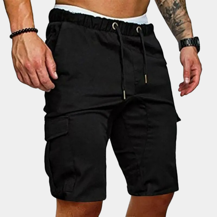 Men's Shorts with Elastic Waist and Side Pockets – Brennan-Black-M-State of Style