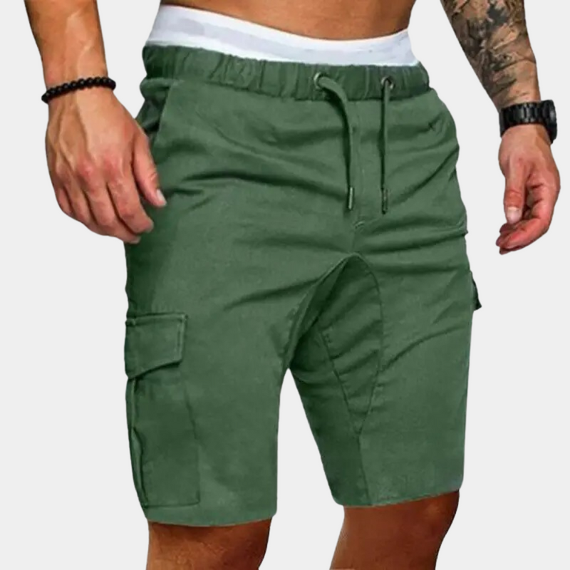 Men's Shorts with Elastic Waist and Side Pockets – Brennan-Green-M-State of Style