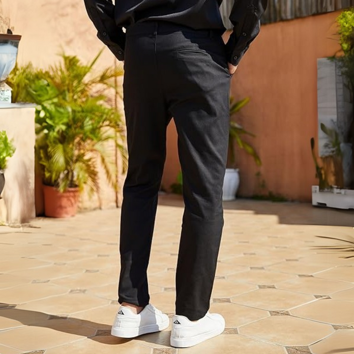 Men's Slim Fit Stretch Trousers - Evert-Black-S-State of Style