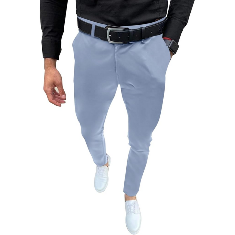 Men's Slim Fit Stretch Trousers - Evert-Blue-S-State of Style