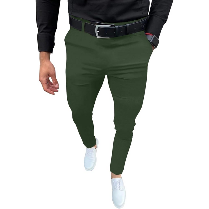 Men's Slim Fit Stretch Trousers - Evert-Green-S-State of Style