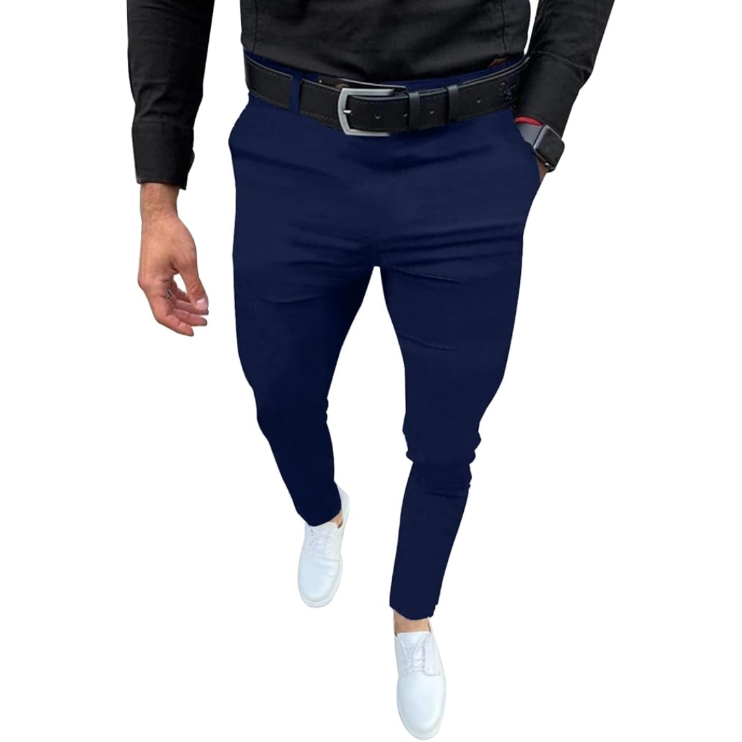 Men's Slim Fit Stretch Trousers - Evert-Marine blue-S-State of Style