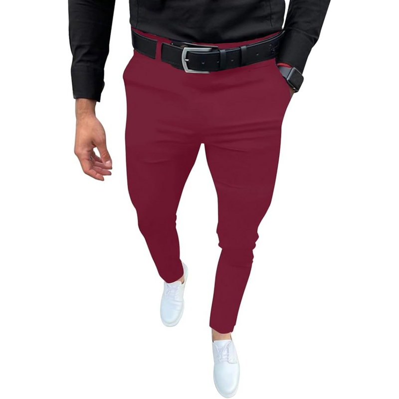 Men's Slim Fit Stretch Trousers - Evert-Red-S-State of Style