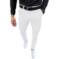 Men's Slim Fit Stretch Trousers - Evert-White-S-State of Style