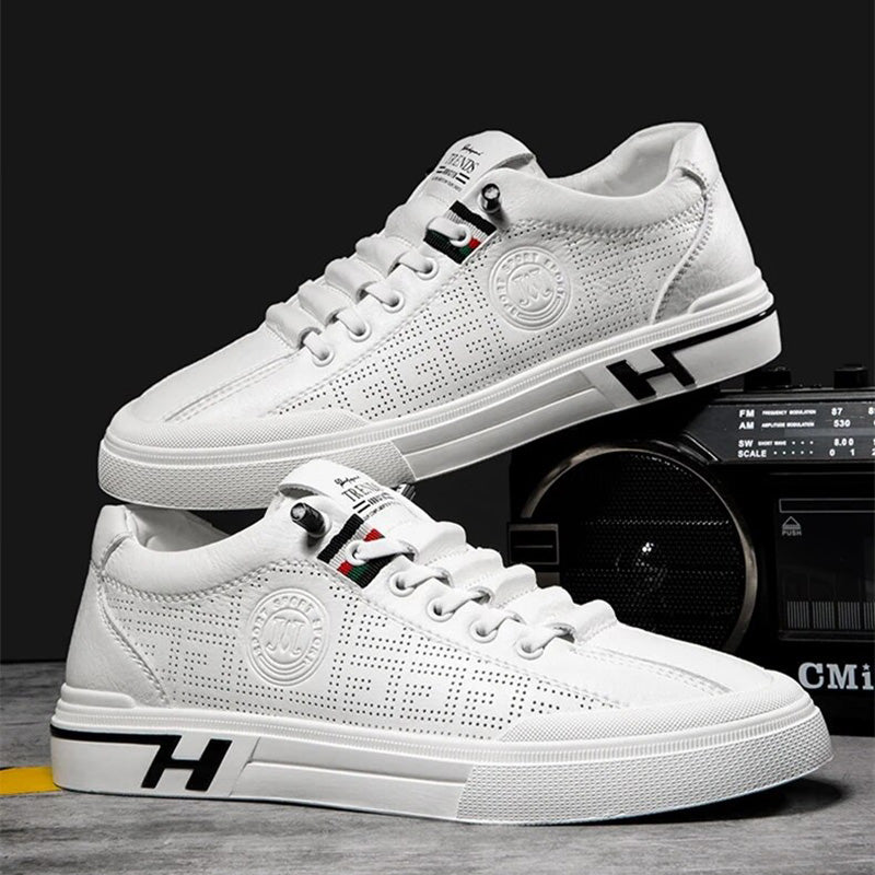 Men's sneakers made of perforated leather with a lightweight design – Ethan-White-6-State of Style