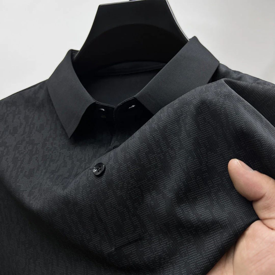 Men's Subtle Pattern Polo Shirt | Comfortable & Stylish-Black-S-State of Style