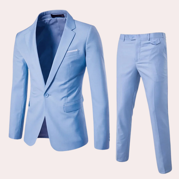 Men's Suit with Blazer and Trousers - Alexander-Light blue-S-State of Style