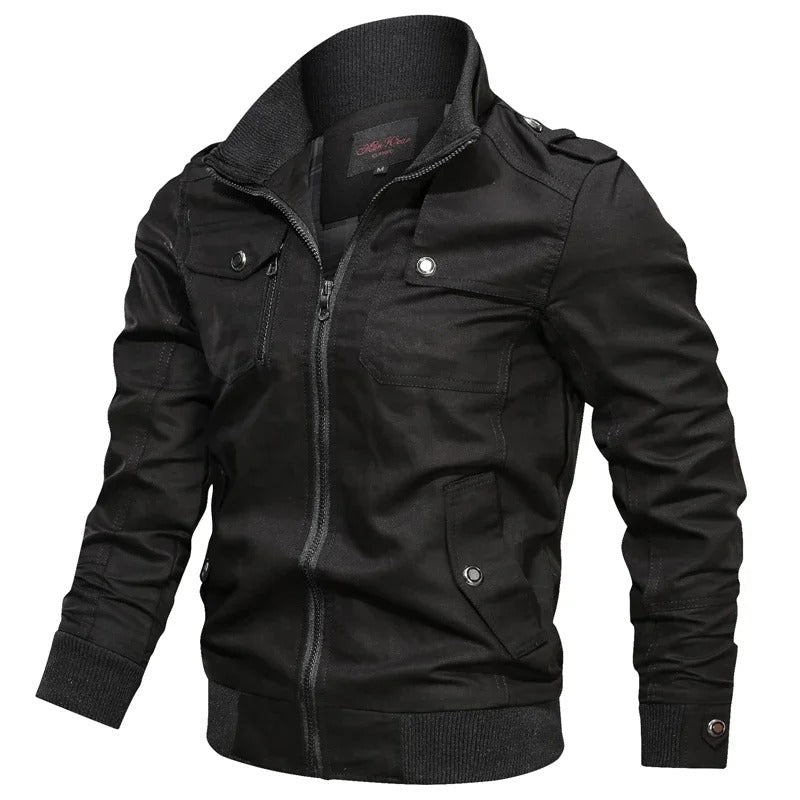 Men's Summer Jacket with Collar and Motorcycle Look – Vince-Black-S-State of Style