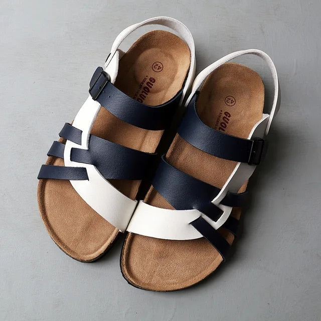 Men's summer sandals with ergonomic footbed – Milton-Black and white-4.5-State of Style
