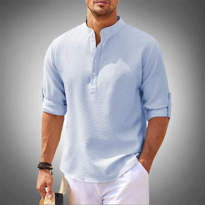 Men's Summer Shirt Breathable Short Sleeve Casual Shirt - Luca-Blue-S-State of Style