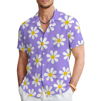 Men's Summer Shirt with Floral Print and Notched Collar – Elian-Purple-S-State of Style