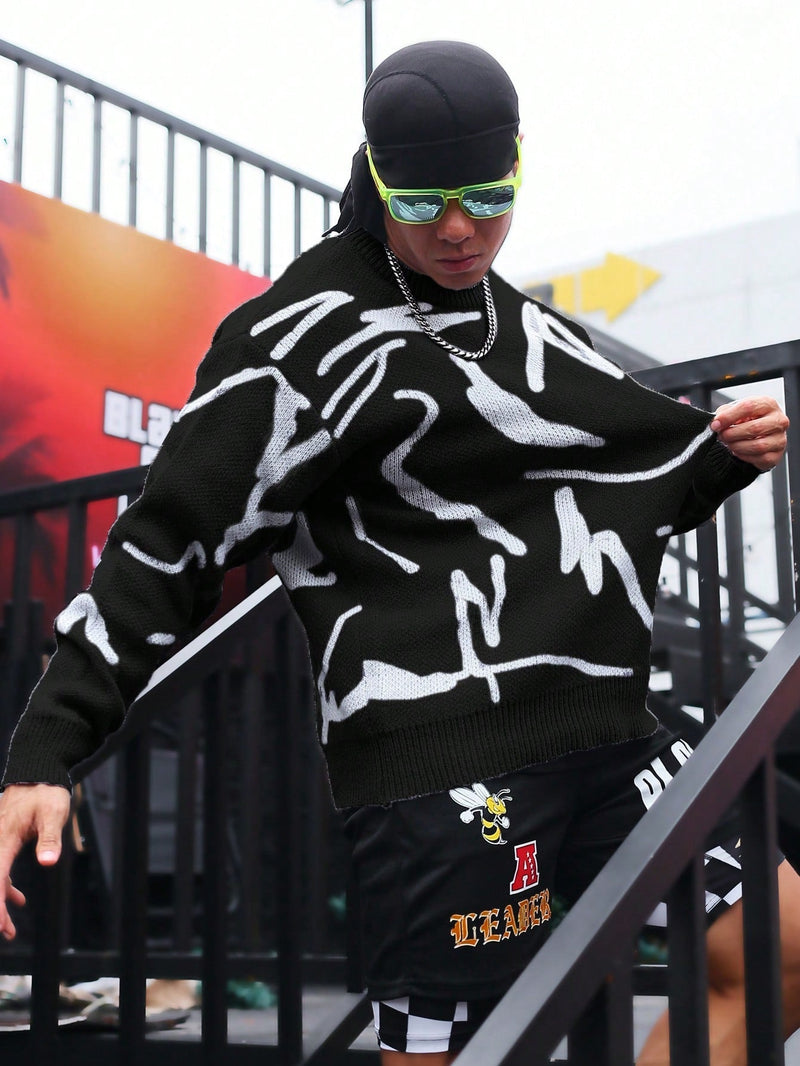 Men's Sweater with Graphic Print - Arvid-Black-S-State of Style