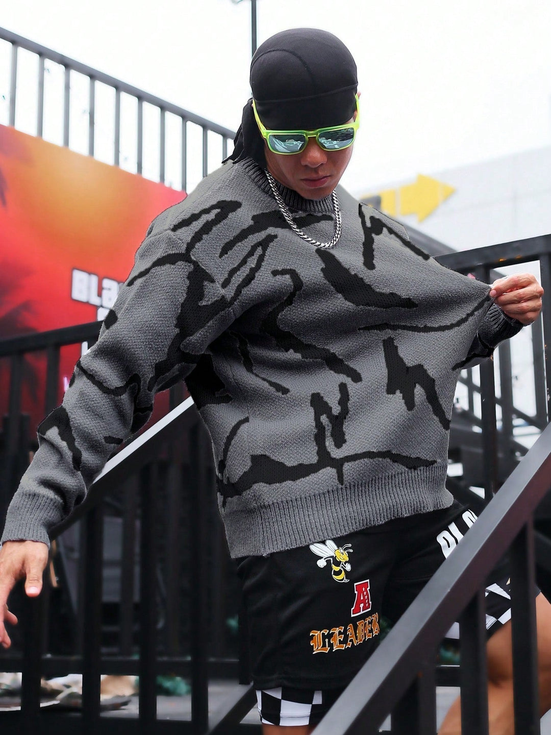 Men's Sweater with Graphic Print - Arvid-Black-S-State of Style