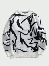 Men's Sweater with Graphic Print - Arvid-Black & white-S-State of Style