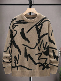 Men's Sweater with Graphic Print - Arvid-Coffee brown-S-State of Style