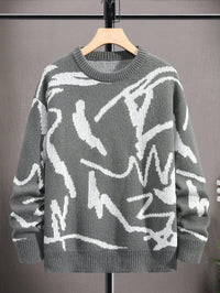 Men's Sweater with Graphic Print - Arvid-Dark grey-S-State of Style