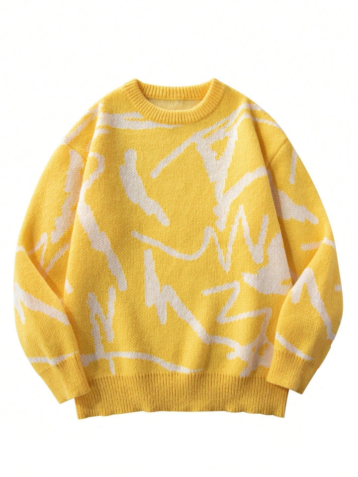 Men's Sweater with Graphic Print - Arvid-Yellow-S-State of Style