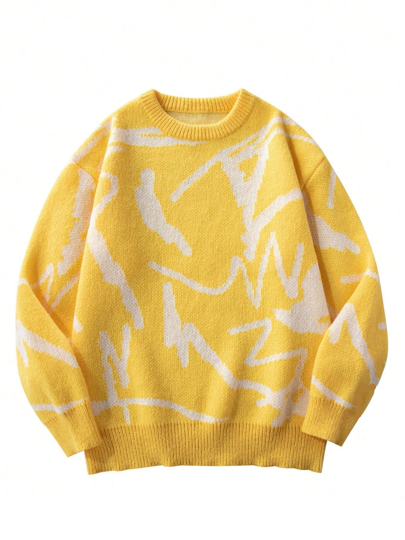 Men's Sweater with Graphic Print - Arvid-Yellow-S-State of Style