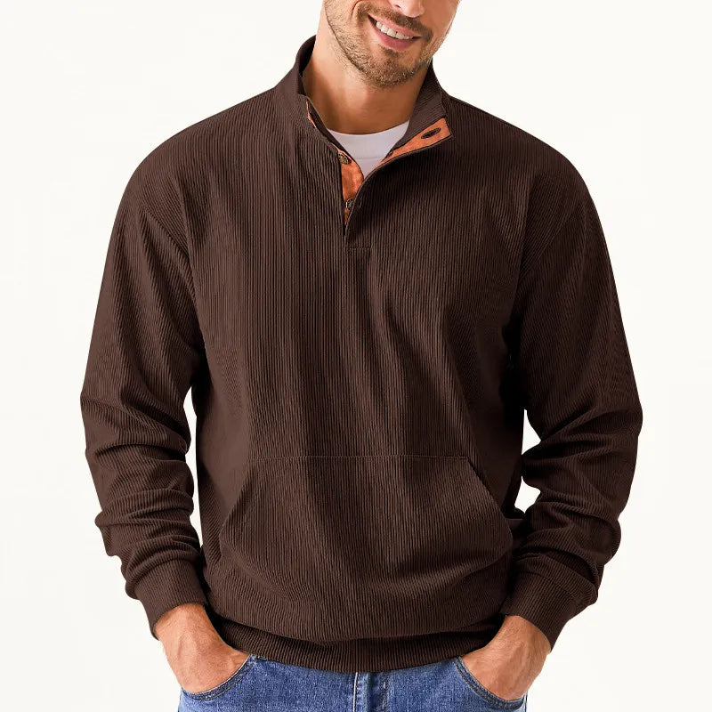Men's Sweater with Stand-Up Collar - Liam-Apricot-S-State of Style