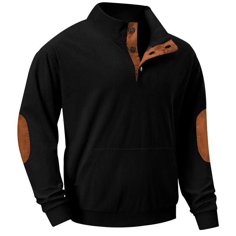 Men's Sweater with Stand-Up Collar - Liam-Black-S-State of Style