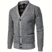 Men's sweater with V-neck - Aspen-Light Grey-S-State of Style