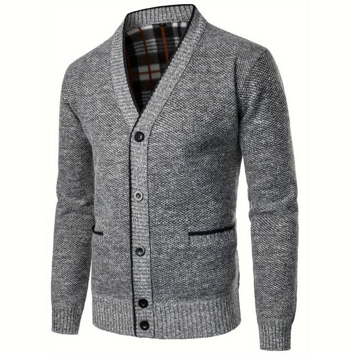 Men's sweater with V-neck - Aspen-Light Grey-S-State of Style